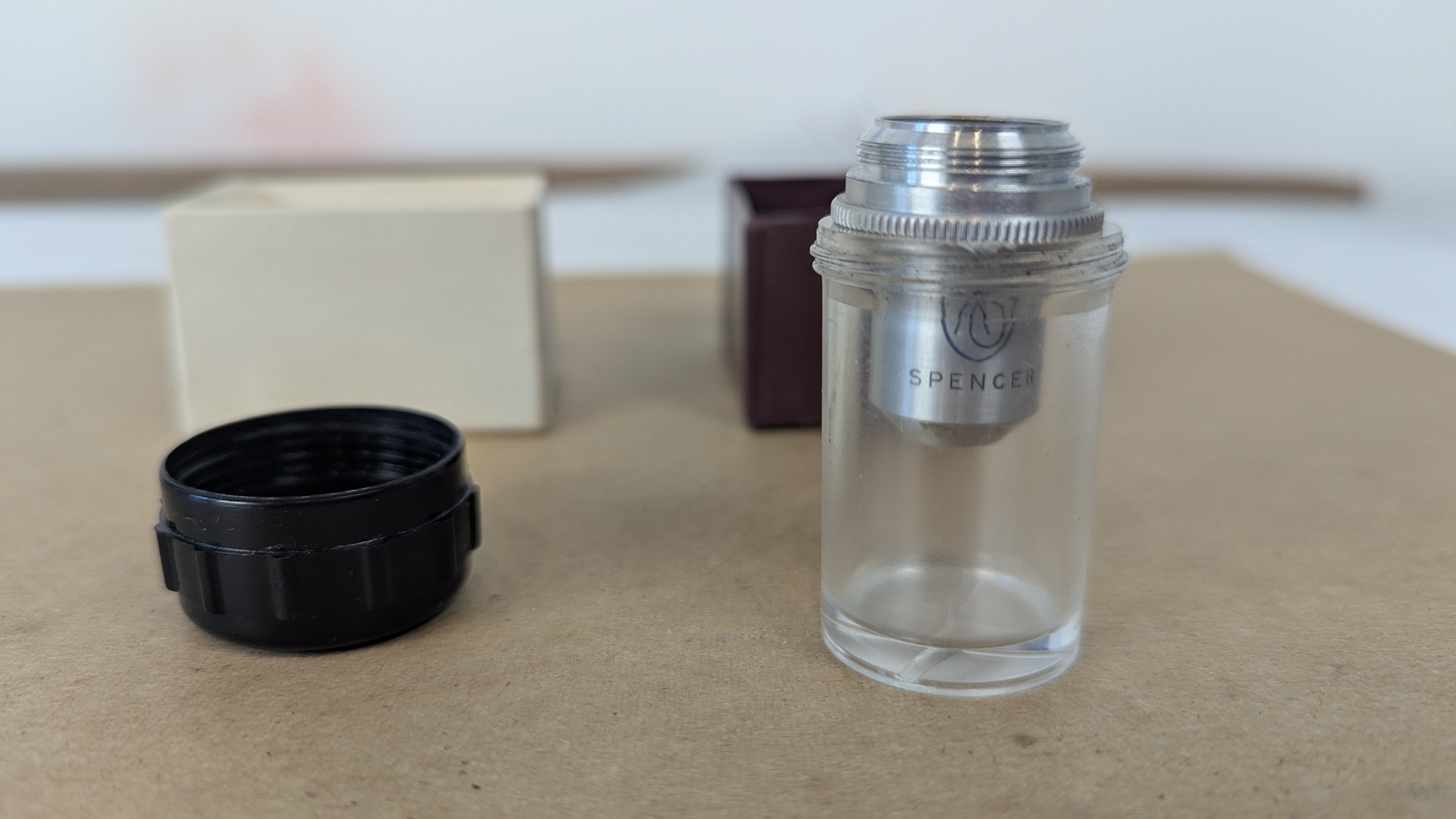 AO Spencer 3.5X Microscope Objective N.A. .09 RMS American Optical Cleaned