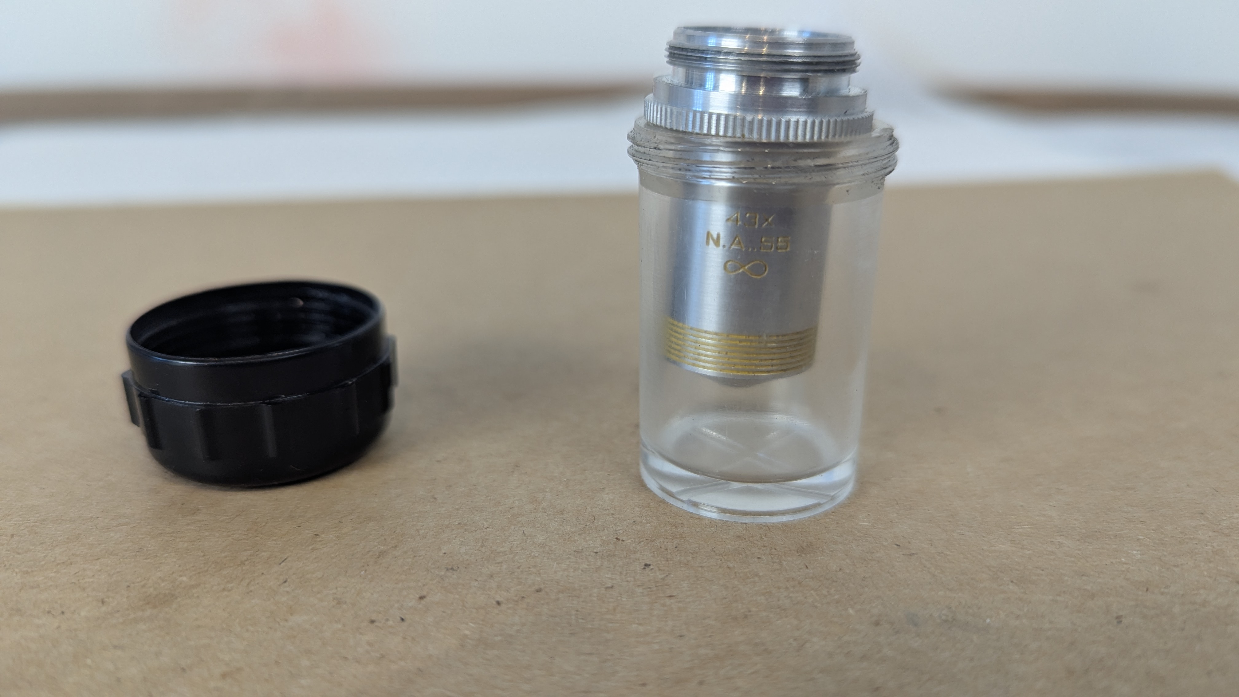 AO Spencer 43X Microscope Objective N.A. 0.55 Gold Band RMS American Optical