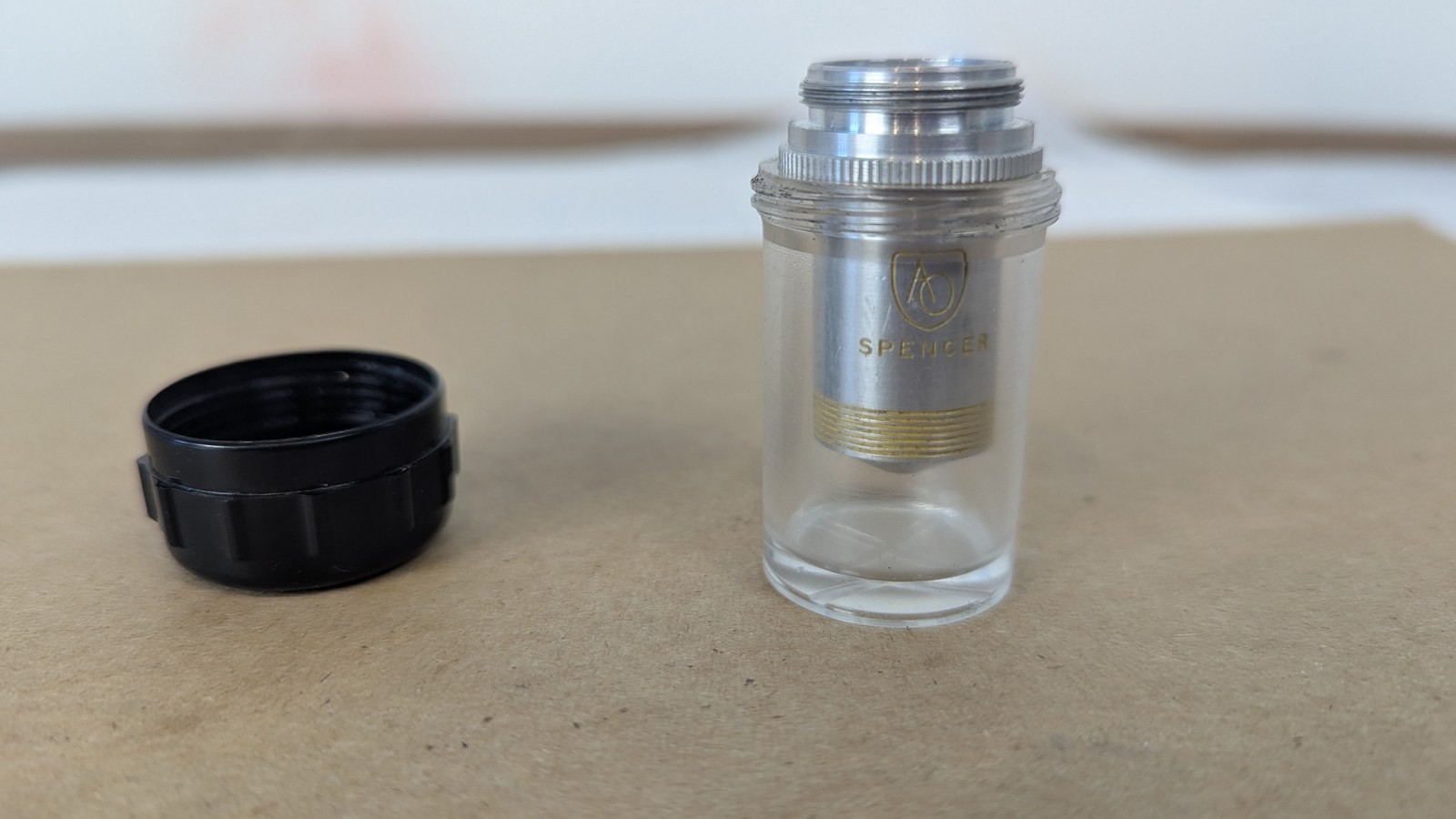 AO Spencer 43X Microscope Objective N.A. 0.55 Gold Band RMS American Optical