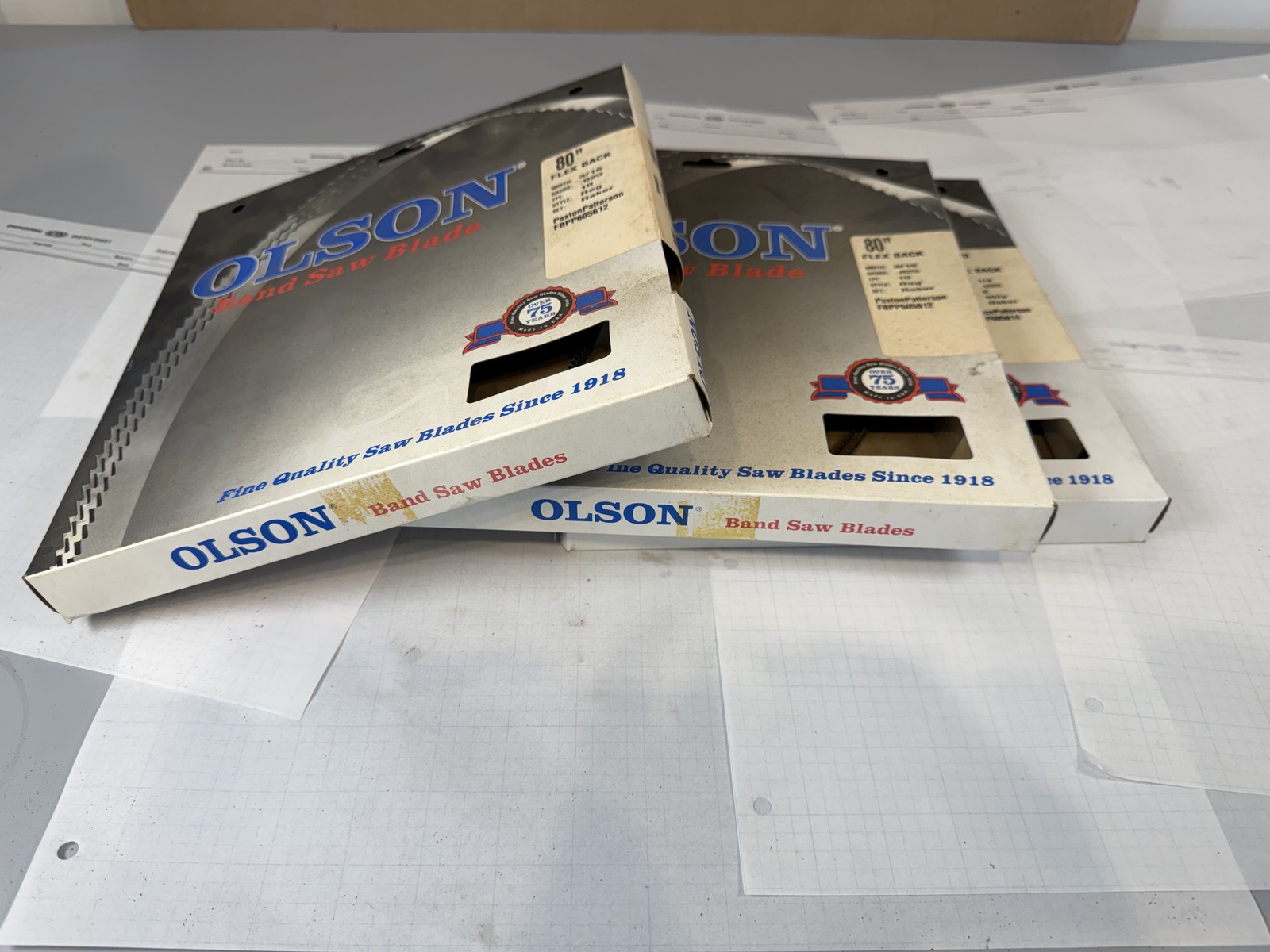 Olson 80 in Band Saw Blades NOS Lot of 4 - 1/4 6 TPI Skip + 3/16 10 TPI Reg