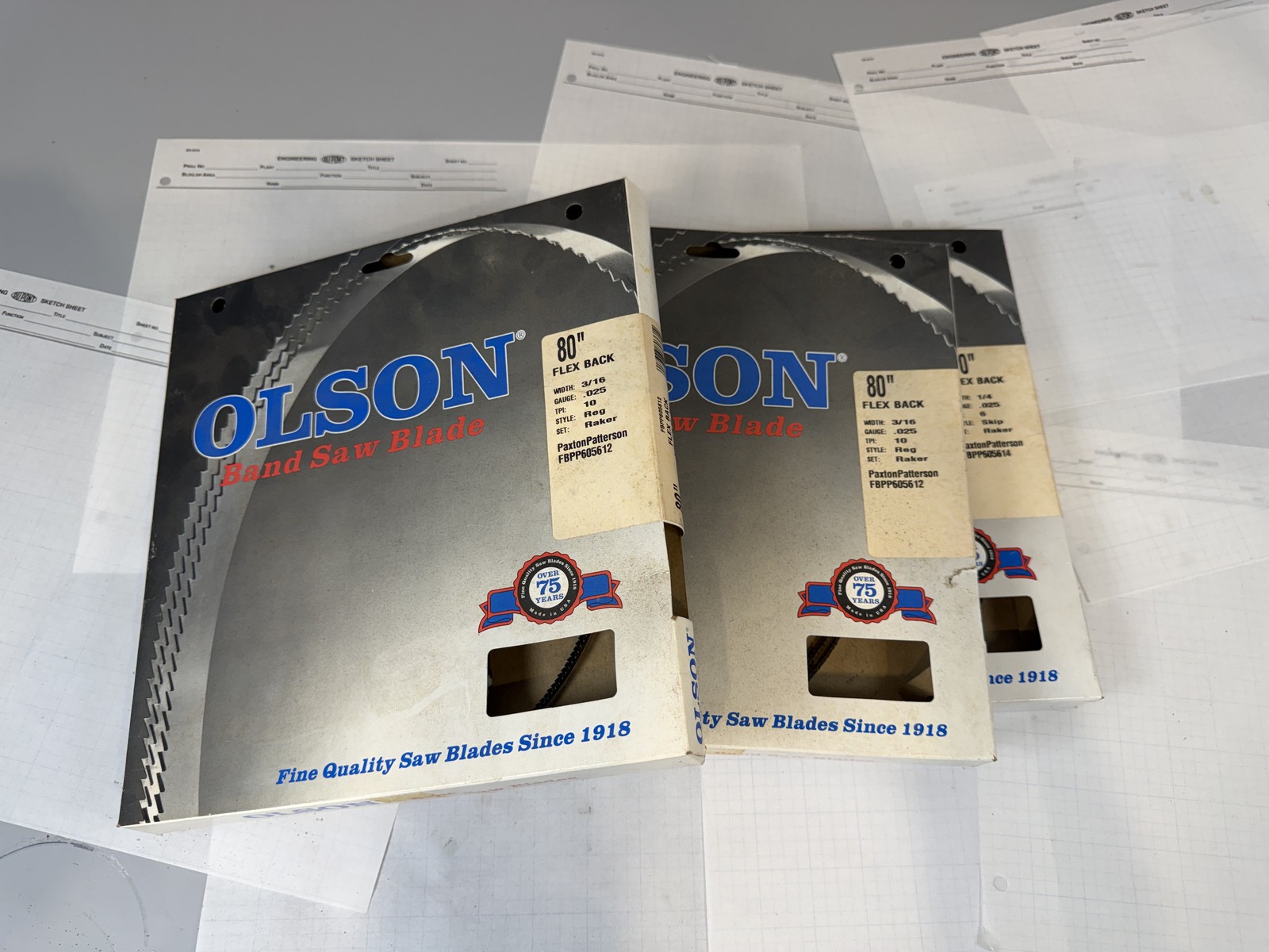 Olson 80 in Band Saw Blades NOS Lot of 4 - 1/4 6 TPI Skip + 3/16 10 TPI Reg