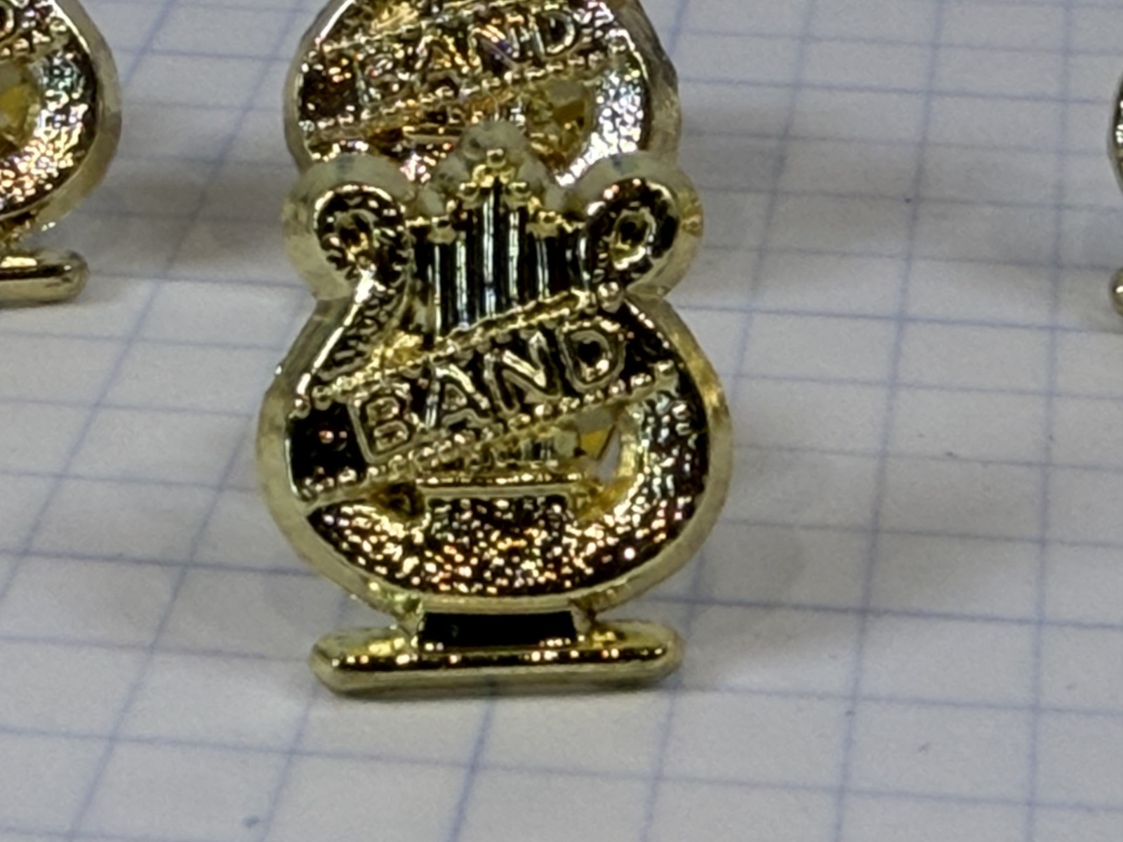 Band Lyre Chenille Award Pin Letterman Jacket Music Gold NOS - Neff