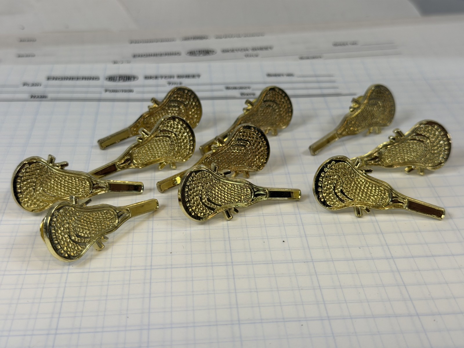 Lacrosse Chenille Award Pin Letterman Jacket Varsity Gold NOS - Neff