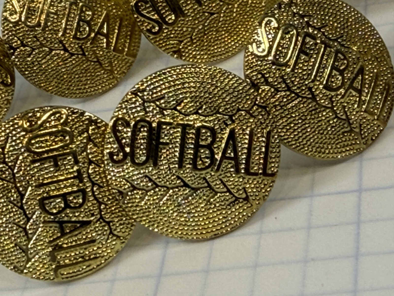 Softball Chenille Award Pin Letterman Jacket Varsity Gold NOS - Neff