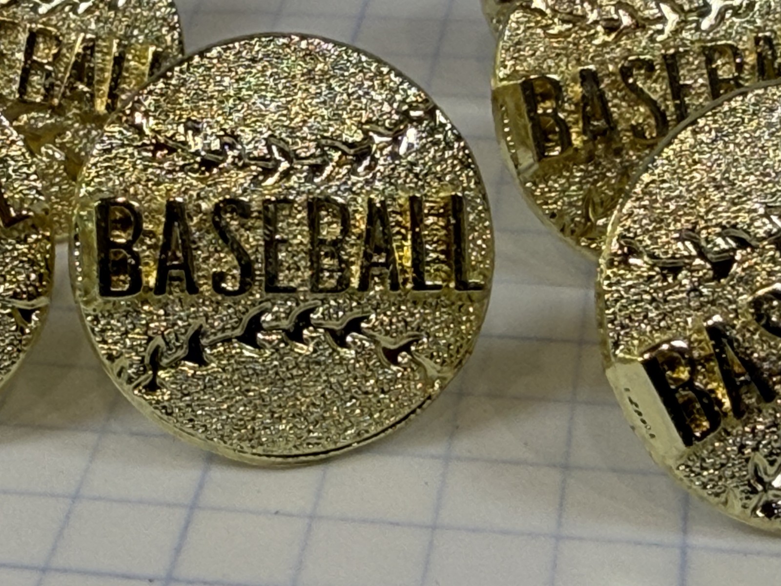 Baseball Chenille Award Pin Letterman Jacket Varsity Gold NOS - Neff